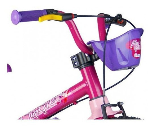 Imagem 3 de 4 de Bicicleta Infantil Aro 16 Com Rodinhas Menina Top Girls Rosa