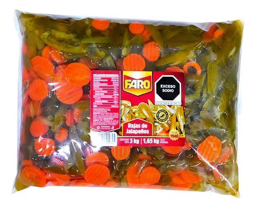 Chile Jalapeño Rajas Faro 3 Kilos Bolsa Mayoreo