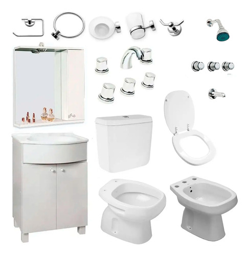 Juego De Baño Completo Griferia Inodoro Vanitory C113