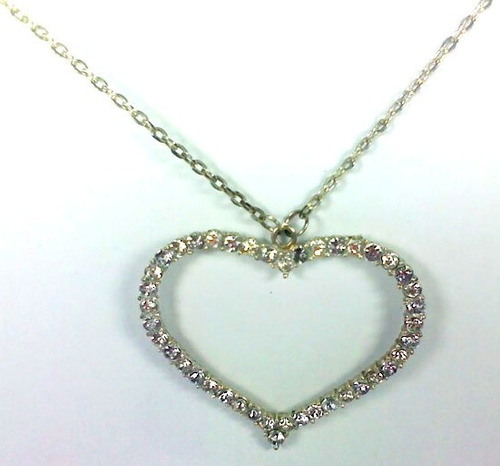 Colar De Coração Com Strass Novo