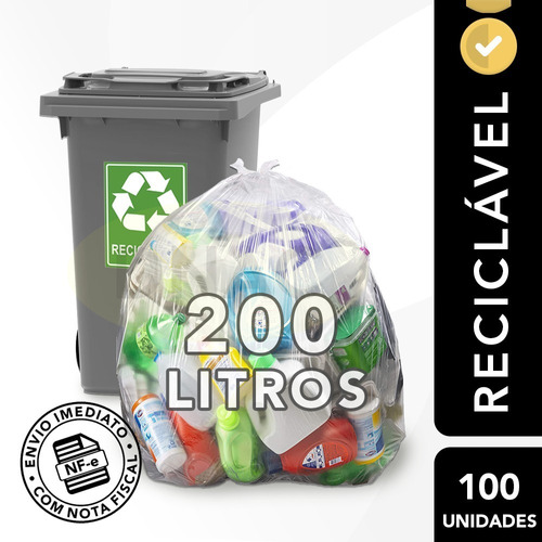 Saco De Lixo 200 Litros Transparente 3,5 Micras Com 100un