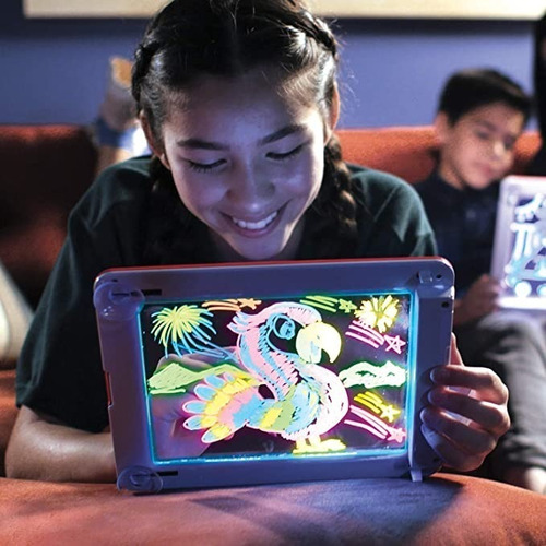 Imagen 4 de 4 de Pizarra Magica Table Led Dibujos Neon Magic Pad Juguete Niño
