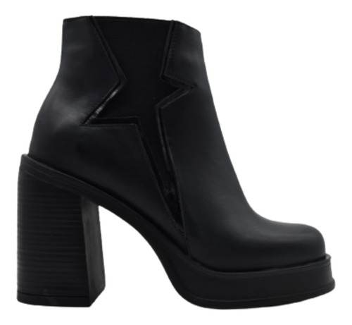 Bota Botita Taco Alto Cuadrado Negro Mujer Liviana Briddas