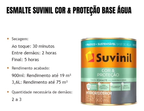 Tinta Esmalte Acetinado Base Agua Cores 900ml Suvinil