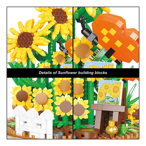 Qarulus Ramo De Flores De Girasol Juguete De Construcción De