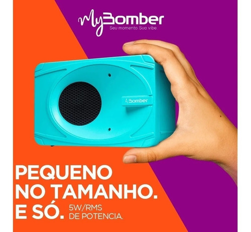 Caixa De Som Mybomber Portátil Potente Com 5 Watts Rms Azul