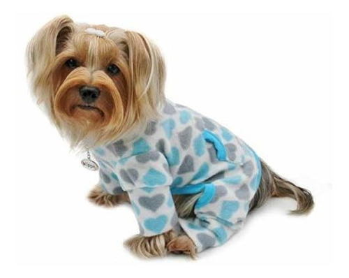 Klippo Perro / Cachorro Azul Y Gris Corazones Pijama De Cuel