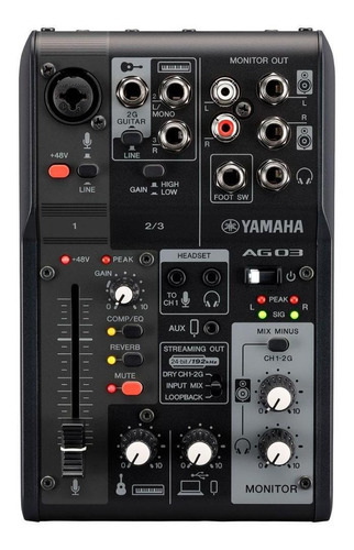 Interfaz de mesa de sonido Yamaha AG03mk2 Bk para música en vivo 110 V/220 V