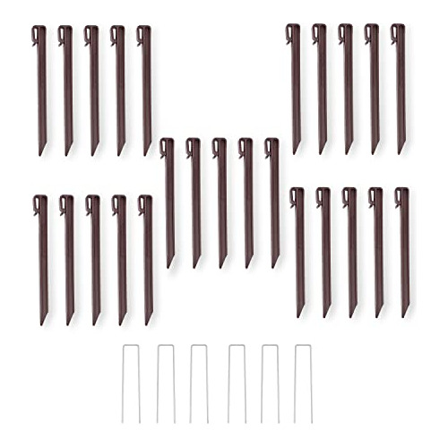 Garden Edging Stakes - Set Of 25, 10  Brown For Landsca...