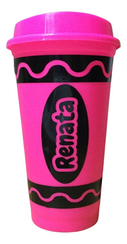  5 Vaso Cafetero Crayola Personalizado Reutilizable De 475ml