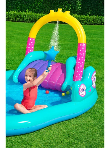 Imagen 5 de 9 de Playcenter Unicornios Bestway Inflable C/ Tobogan 220l 53097