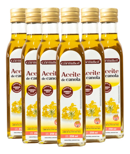 Aceite De Canola Cormillot Virgen 250ml. Sin Tacc X6