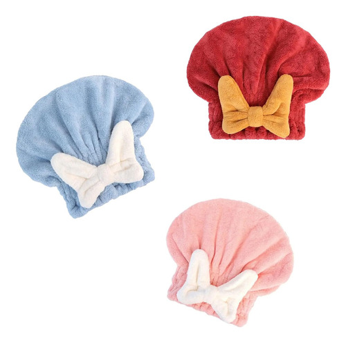 3 Piezas De Moño Lindo Gorro Seco Para Niña, Suave, Súper Ab