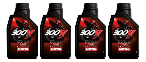 Kit 4 Óleos Motul 300v 5w40 4t 1 Litro Sintético