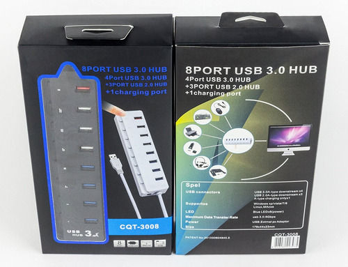 Core Device 8-port Usb 3.0 Hub Negro (4 X 3,0 + 3 X 2,0 + 1