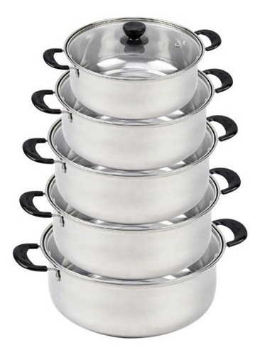 Set 5 Cacerolas Aluminio Juego Cocina Batería Olla Reforzado