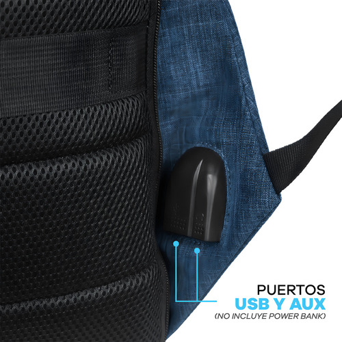 Mochila Porta Notebook T-Go AB05 Urbana Unisex Hombre Mujer Azul Lisa 20L