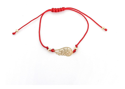 Pulsera Ala Enchapado Oro 18k Cordón Rojo