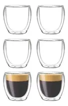 Comprar Set Taza Vaso Doble Vidrio Cafe Pocillo Infusiones 80ml X6