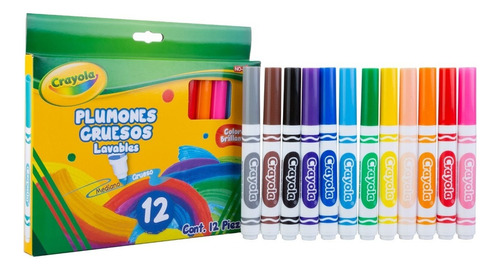 12 Plumones Gruesos Lavables Crayola