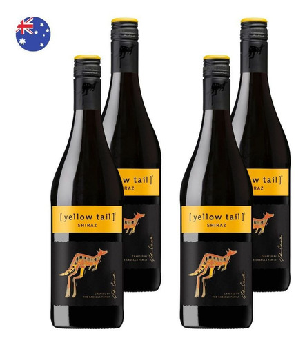Kit 4 Vinhos Yellow Tail Shiraz Tinto Austrália 750ml