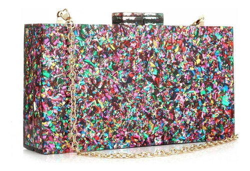 Bolso Y Monedero Metal Y Acrilico Para Mujer Multicolor Plus