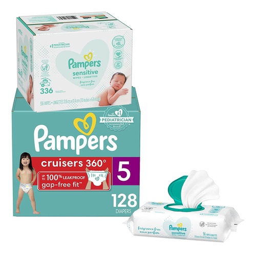 Pampers Tira De Pañales Tamaño 5 Y Toallitas Para Bebés, Cru