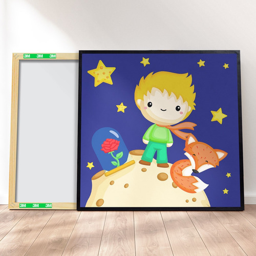 Imagem 1 de 4 de Quadro Decorativo 40x40 - Infantil O Pequeno Príncipe 1