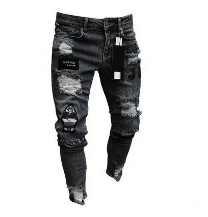 Jeans Bordados Hombre Pantys Elásticos Rotos