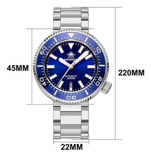 Addiesdive Reloj De Buceo Para Hombre Automático Acero Buceo