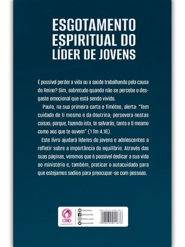 Livro Esgotamento Espiritual Do Líder De Jovens Jader Cruz