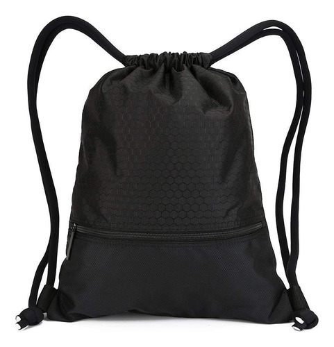 Mochila Con Cordón A Prueba De Agua Para Gimnasio Negro L