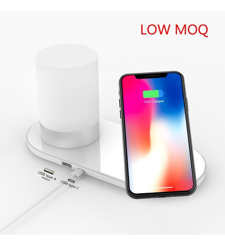 Imagen 3 de 9 de Cargador Inalámbrico Con Luz Led Rgb Q1 Para iPhone Samsung