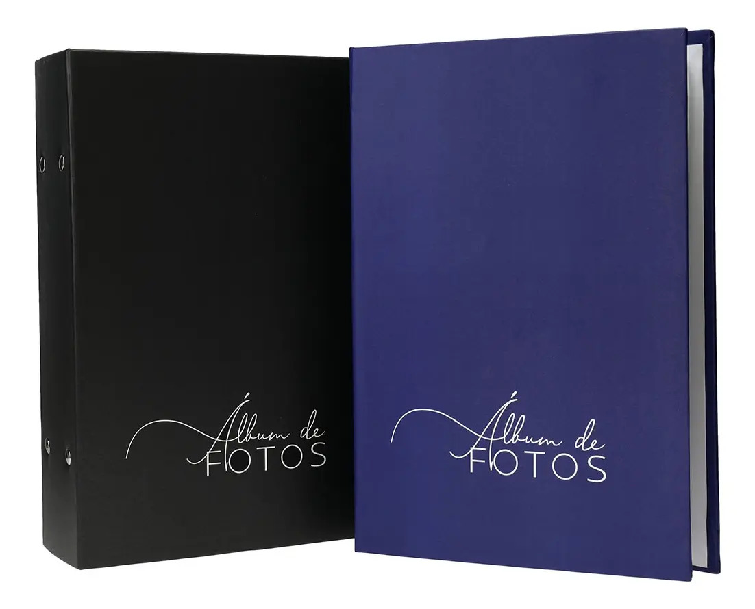 2 Álbuns 500 Fotos 10x15 Total 1000 Fotos Azul Bebê+ Roxo Cor Preto E Azul Marinho Album