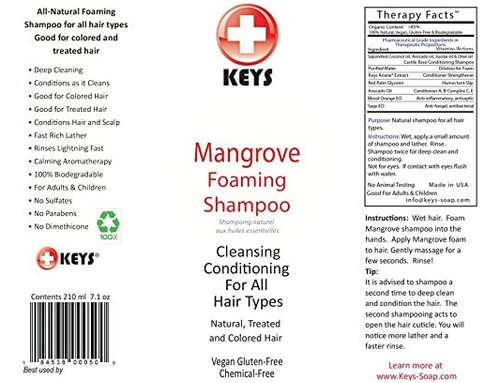 Keys Mangrove Totalmente Natural, Vegano, Shampoo De Espuma