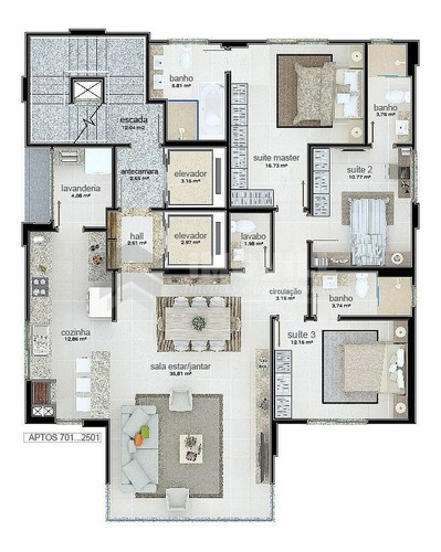 Imagem 5 de 11 de Um Apartamento Por Andar Com 03 Suítes E 02 Vagas De Garagem Privativas - 3527_1