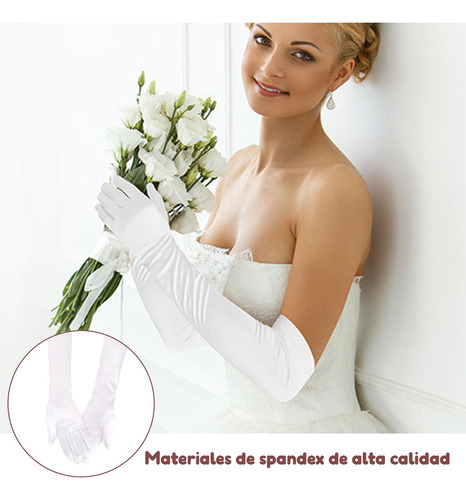 Guantes Largos De Satén Con Codo Mujer, Guantes Y Mitones