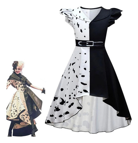 /cosplay Disfraz De Cruella Para Niñas, Halloween, Carnaval