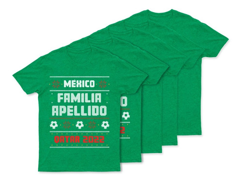 Kit 5 Playeras Personalizada - Familiar -méxico - Qatar 2022