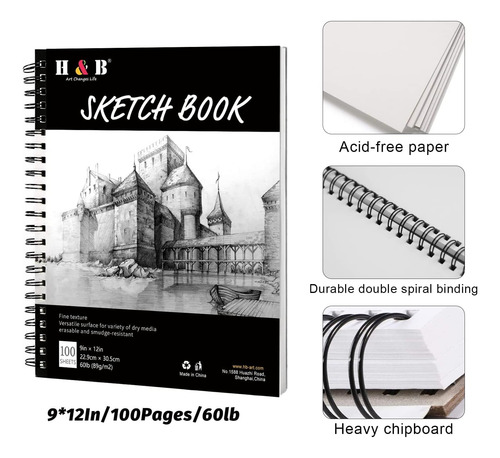 H&b - Kit Para Dibujar. Lápices, Grafitos, Borradores Y Más