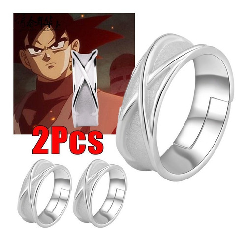 Anillo De Dedo Super Negro Goku Son Tiempo Plata 2pieza (s)