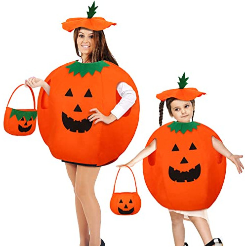 Conjunto Disfraz Calabaza Halloween Adulto Niños