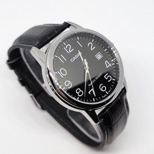Imagen 5 de 10 de Reloj Cuero Hombre Negro Mtp-v002l-1b