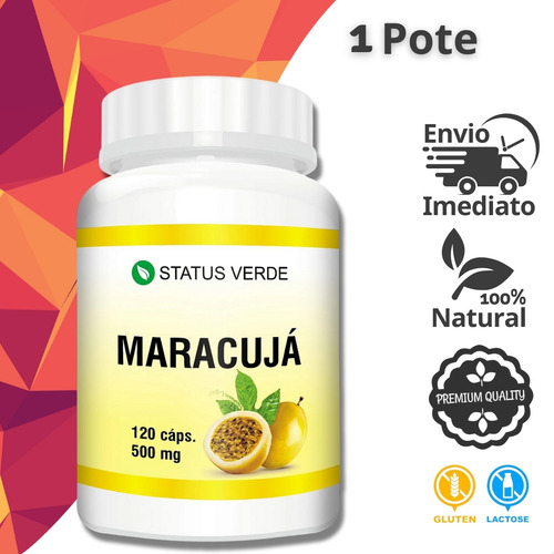 Extrato De Maracujá Em Cápsulas 100% Puro 120 Cáps - Status Verde