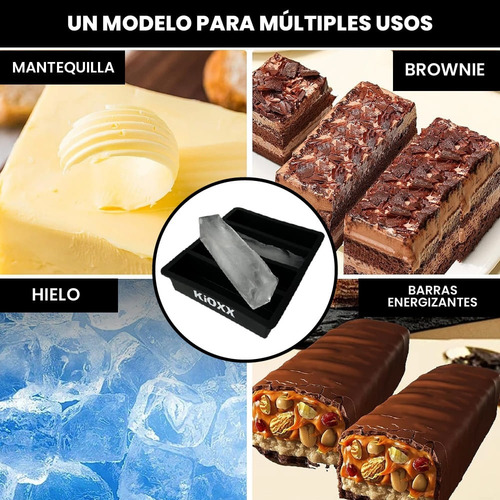 Set De 2 Cubetas De Silicona Barras 4 Cavidades Kioxx Negra