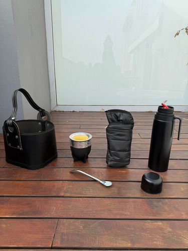 Juego Matero Termo Negro Mate Imperial Vegano Canasta Latas!
