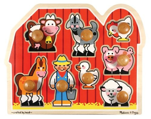 Melissa - Doug Farm Animals Jumbo Knob Puzzle De Madera