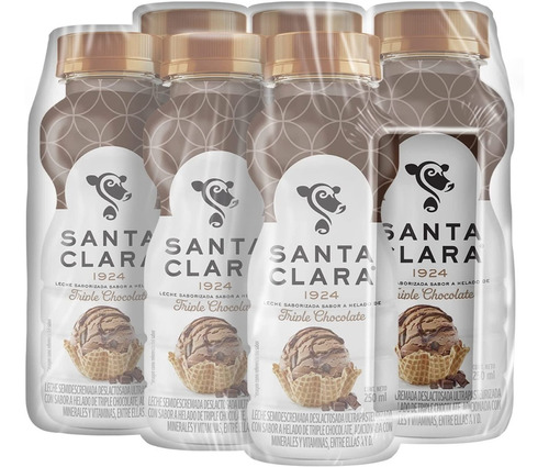 Santa Clara Leche Sabor Triple Chocolate 250 Ml. Paquete 6