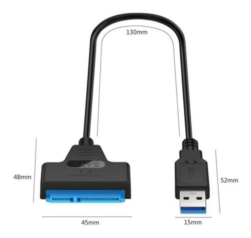 Cable Adaptador Disco Duro Sata A Usb 3.0 Para Hdd Ssd 2.5 Color Negro