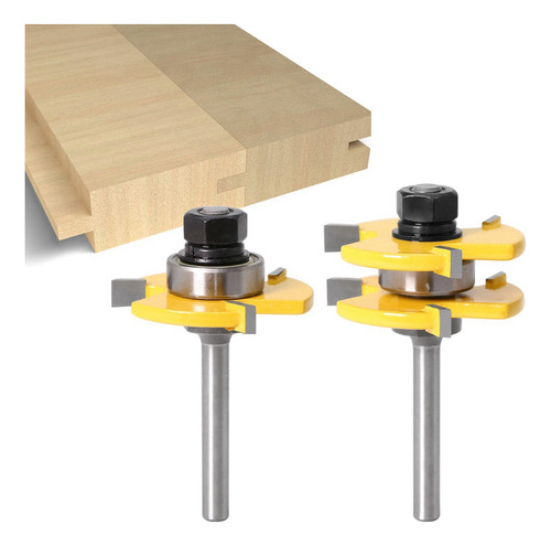 2 Peças De Fresa T-tenon De Três Arestas